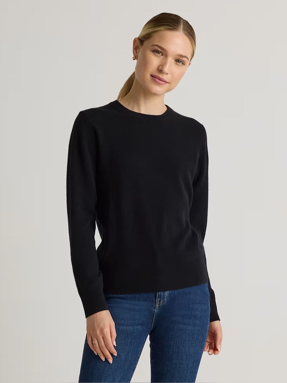 Quince Best Selling Mongolian Cashmere Crewneck Sweater Black